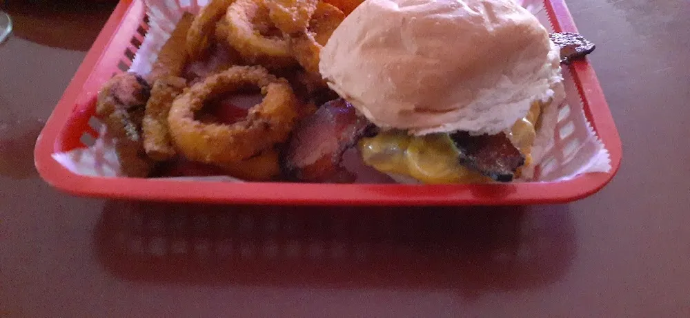 Bacon Cheeseburger with Onion Ring Basket